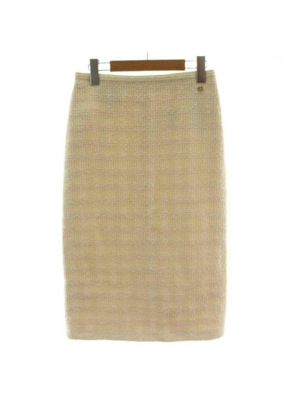 Gucci Check Tweed Skirt Pencil Knee-Length Ivory 36